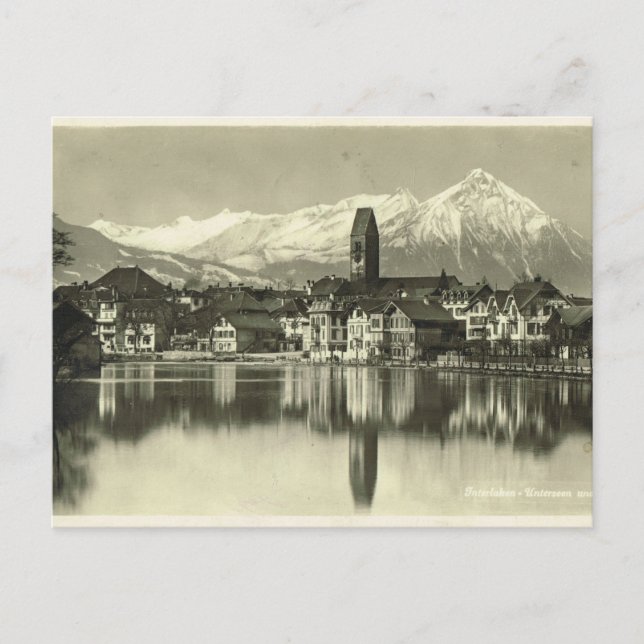 Vintage, Schweiz, Interlaken 1934 Vykort (Framsida)
