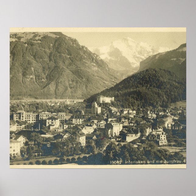 Vintage Schweiz, Interlaken och Jungfrau Poster (Framsidan)