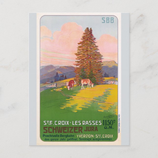 Vintage Schweiz Järnvägstrafik Vykort (Framsida)
