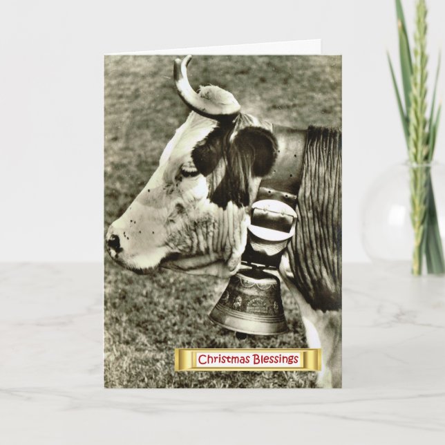 Vintage Schweiz, ko med koma Helgkort (Framsida)