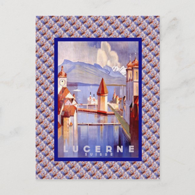 Vintage Schweiz, Lucerne, Bridges Vykort (Framsida)