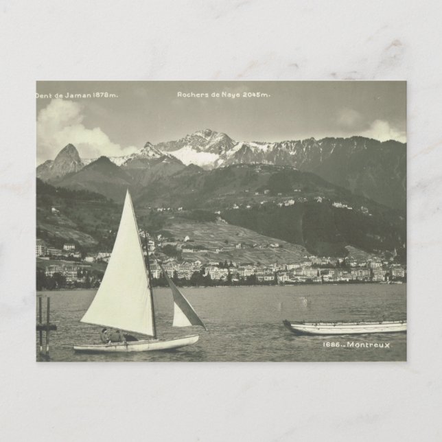 Vintage Schweiz, Montreux, Genèvesjön Vykort (Framsida)