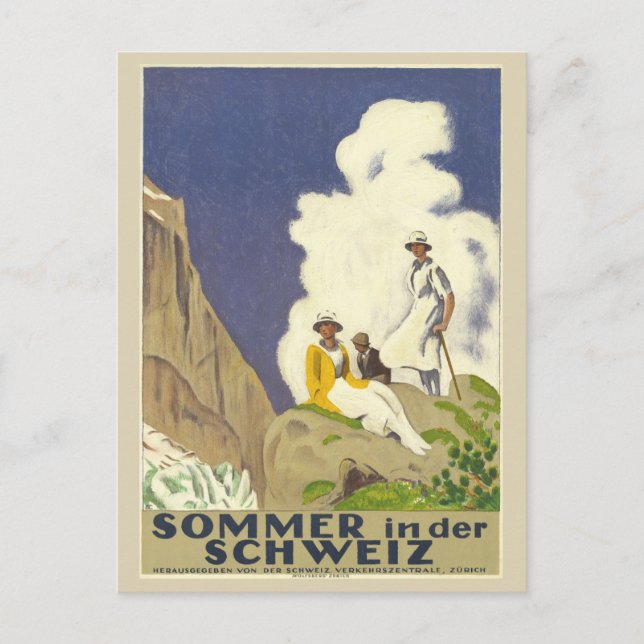 Vintage Schweiz schweiziska Alpernor Sommarresa Vykort (Framsida)