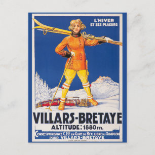Vintage Schweiz Ski Alpernas Swiss Travel Vykort