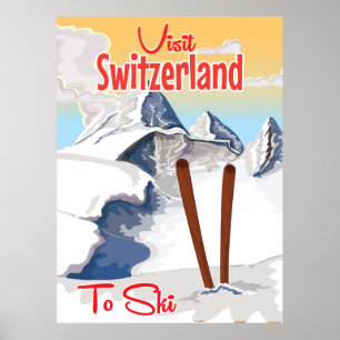 Vintage Schweiz Ski-reseaffisch Poster