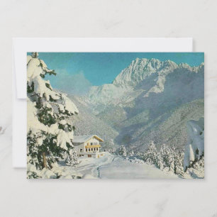 Vintage Schweiz stuga jul/högtidskort Julkort