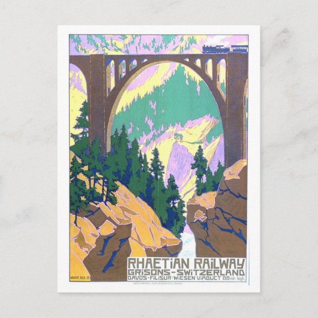 Vintage Schweiz Tåg Poster vykort (Framsida)