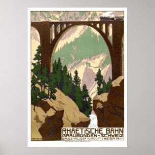 Vintage Schweiz Tåg reseturism Poster