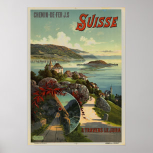 Vintage Schweiz Travel Illustration Art Poster