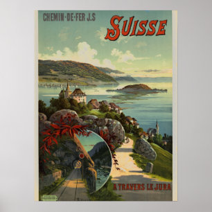 Vintage Schweiz Travel Illustration Art Poster