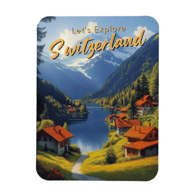 Vintage Schweiz Travel Magnet (Vertikal)