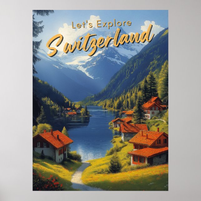 Vintage Schweiz Travel Poster (Framsidan)