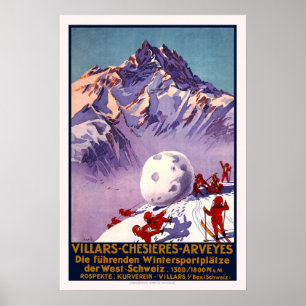 Vintage Schweiz Travel Ski Poster
