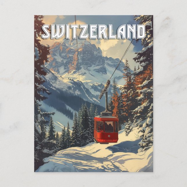 Vintage Schweiz Travel Vykort (Framsida)