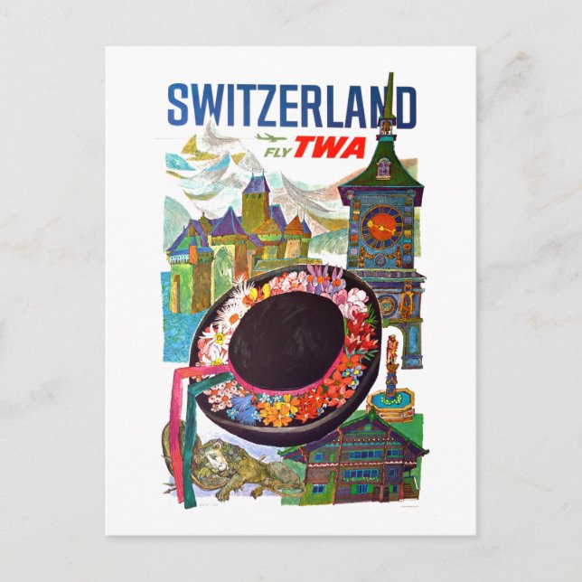 Vintage Schweiz Travel Vykort (Framsida)