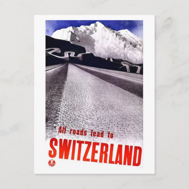 Vintage Schweiz-vägar Vykort (Framsida)