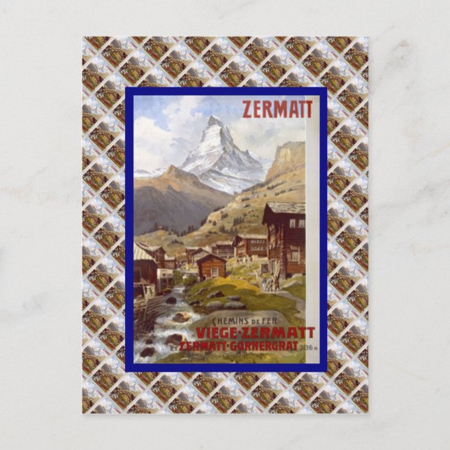 Vintage Schweiz, Zermatt Vykort (Framsida)
