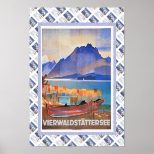 Vintage schweiziska järnväg Vierwaldstattersee Poster