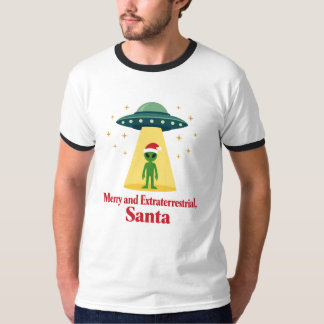 Vintage Sci Fi Alien Christmas UFO For Santa Fans T Shirt