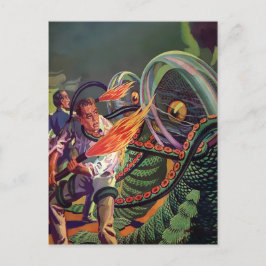 Vintage Sci-Fi Alien Strid Postkort Vykort