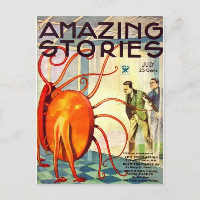 Vintage Sci Fi art Alien Vykort (Framsida)