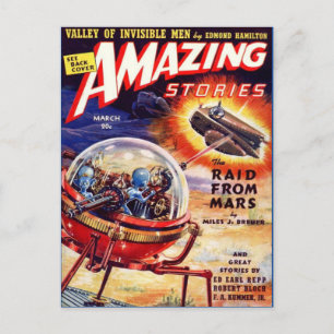 Vintage Sci Fi art RAID RAID från Mars Vykort
