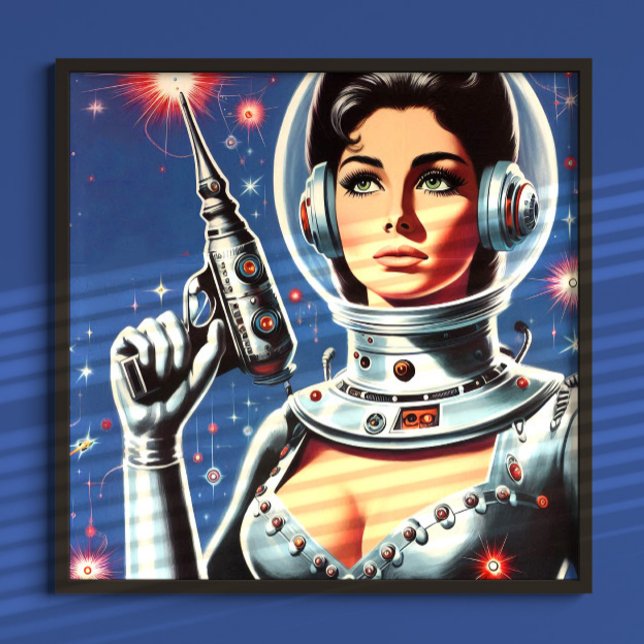 Vintage Sci-fi Astronaut Girl Poster (Skapare uppladdad)