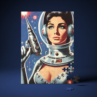 Vintage Sci-fi Astronaut Tjej Pussel