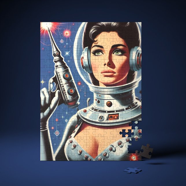Vintage Sci-fi Astronaut Tjej Pussel (Skapare uppladdad)