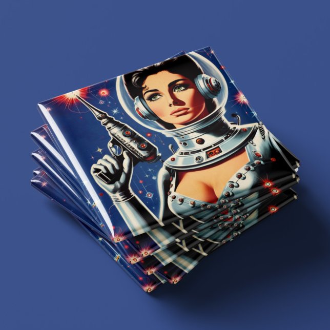 Vintage Sci-fi Astronautflicka Magnet (Skapare uppladdad)