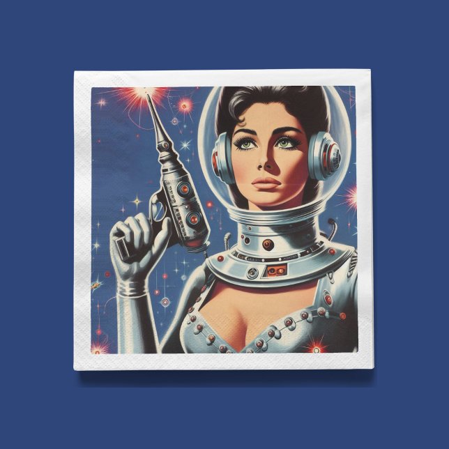 Vintage Sci-fi Astronautflicka Pappersservett (Skapare uppladdad)