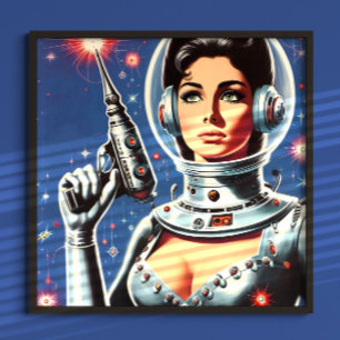 Vintage Sci-fi Astronautflicka Poster