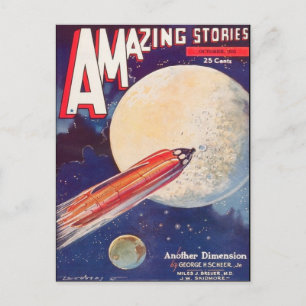 Vintage Sci Fi bok täcker en annan dimension Vykort