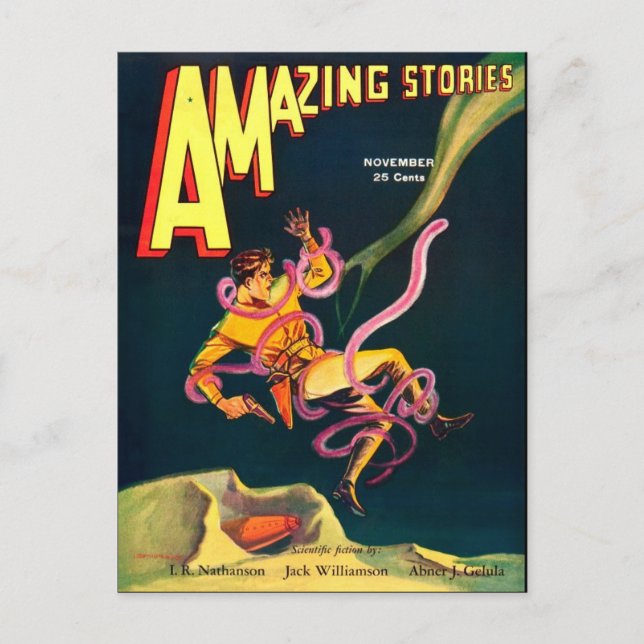 Vintage Sci Fi bok täcker konst Vykort (Framsida)