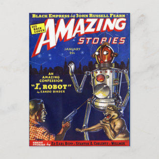 Vintage Sci Fi bok täcker konsten Robot Vykort