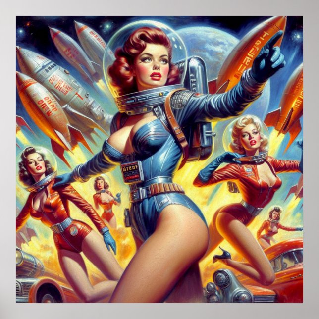 Vintage Sci-Fi Girls Poster (Framsidan)