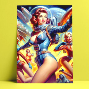 Vintage Sci-Fi Girls Vykort