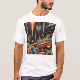 Vintage-Sci-Fi Mönster T Shirt