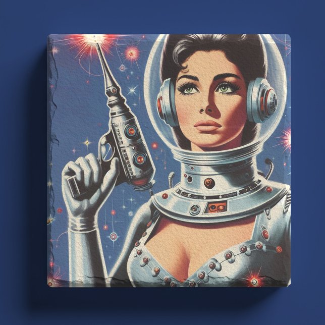 Vintage Sci-fi Rymdastronaut Flicka Stenunderlägg (Skapare uppladdad)