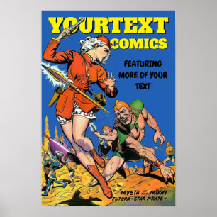Vintage Sci-Fi Tecknads Cover Art Woman-mall Poster