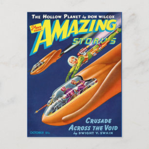 Vintage Sci Fi-teckning Vykort