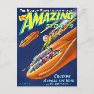 Vintage Sci Fi-teckning Vykort