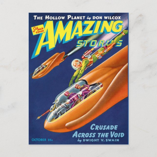 Vintage Sci Fi-teckning Vykort (Framsida)