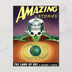 Vintage Sci Fi-teckning Vykort