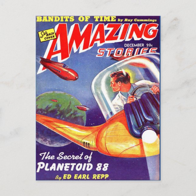 Vintage Sci Fi-teckning Vykort (Framsida)