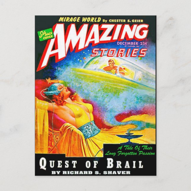 Vintage Sci Fi-teckning Vykort (Framsida)