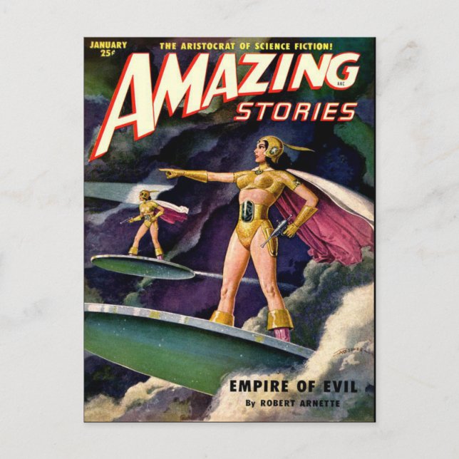 Vintage Sci Fi-teckning Vykort (Framsida)