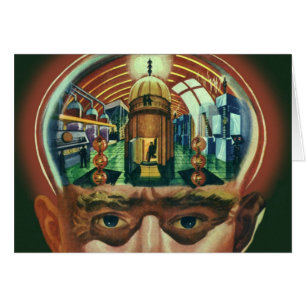 Vintage Science fiction, Alien Brain i laboratorie Hälsningskort