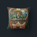 Vintage Science fiction, Alien Brain i laboratorie Kudde<br><div class="desc">Vintage illustrerar futuristiska Science fiction utomjordingar och robotbilder som visar ett laboratorium för en man med hjärnan exponerad. En klassisk tecknad bok-design med en cyborgforskare med handen till sin hacka med en intensiv blick på hans ansikte och ser ut som om han tänker på framtiden eller kanske bara tänker på...</div>