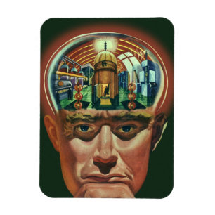 Vintage Science fiction, Alien Brain i laboratorie Magnet